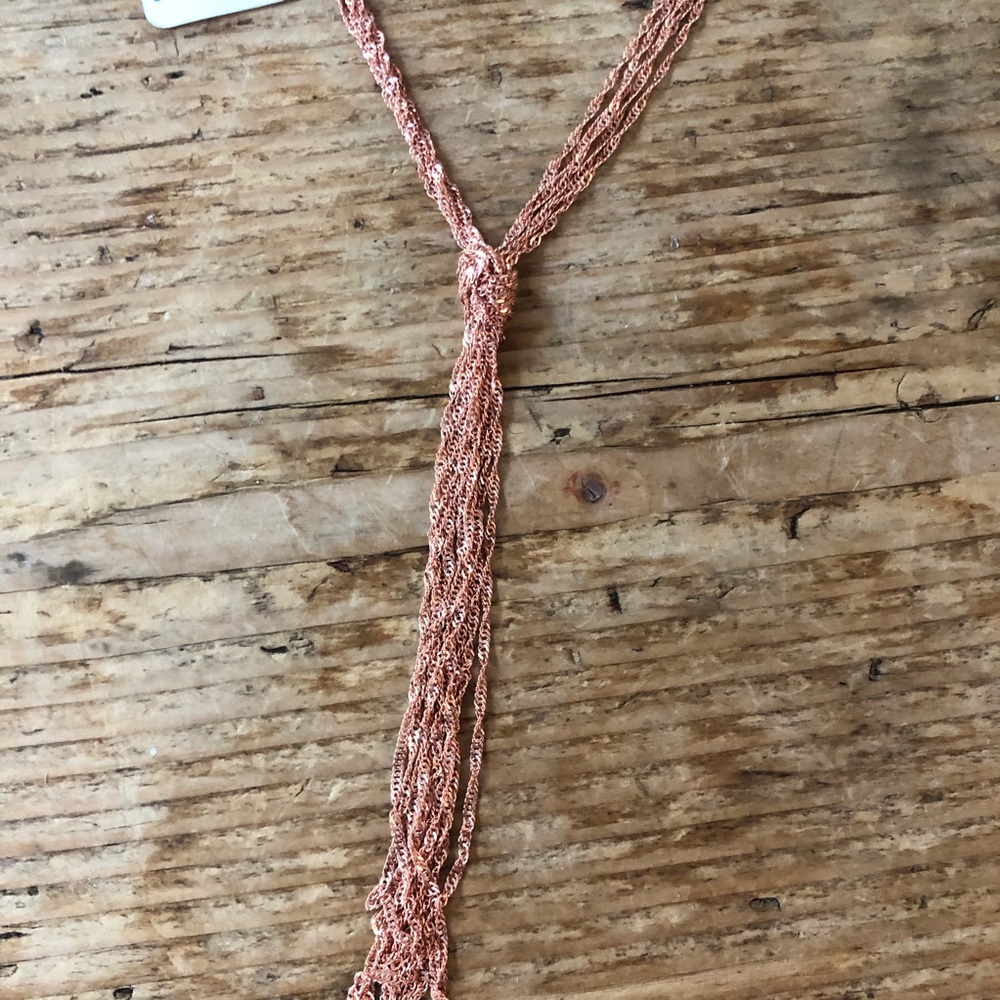 NWT Free People Rose Gold Knot Chain Necklace - Picture 3 of 6